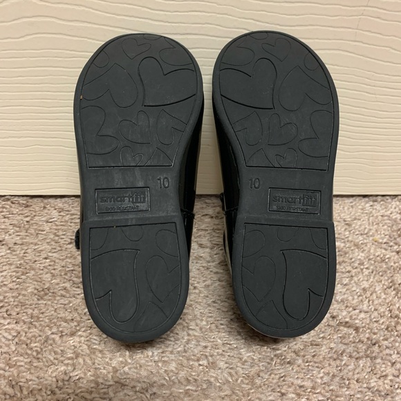 Smart Fit Toddler Girls size 10 dress shoes Mary Jane Velcro closure black bows - Picture 5 of 7